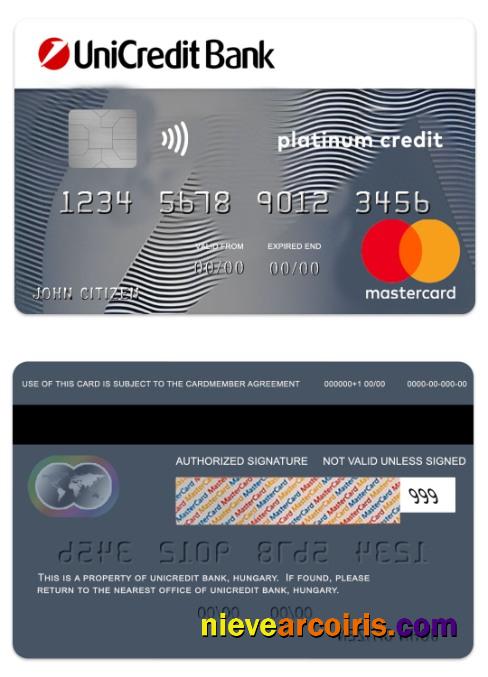 Hungary UniCredit Bank platinum credit mastercard